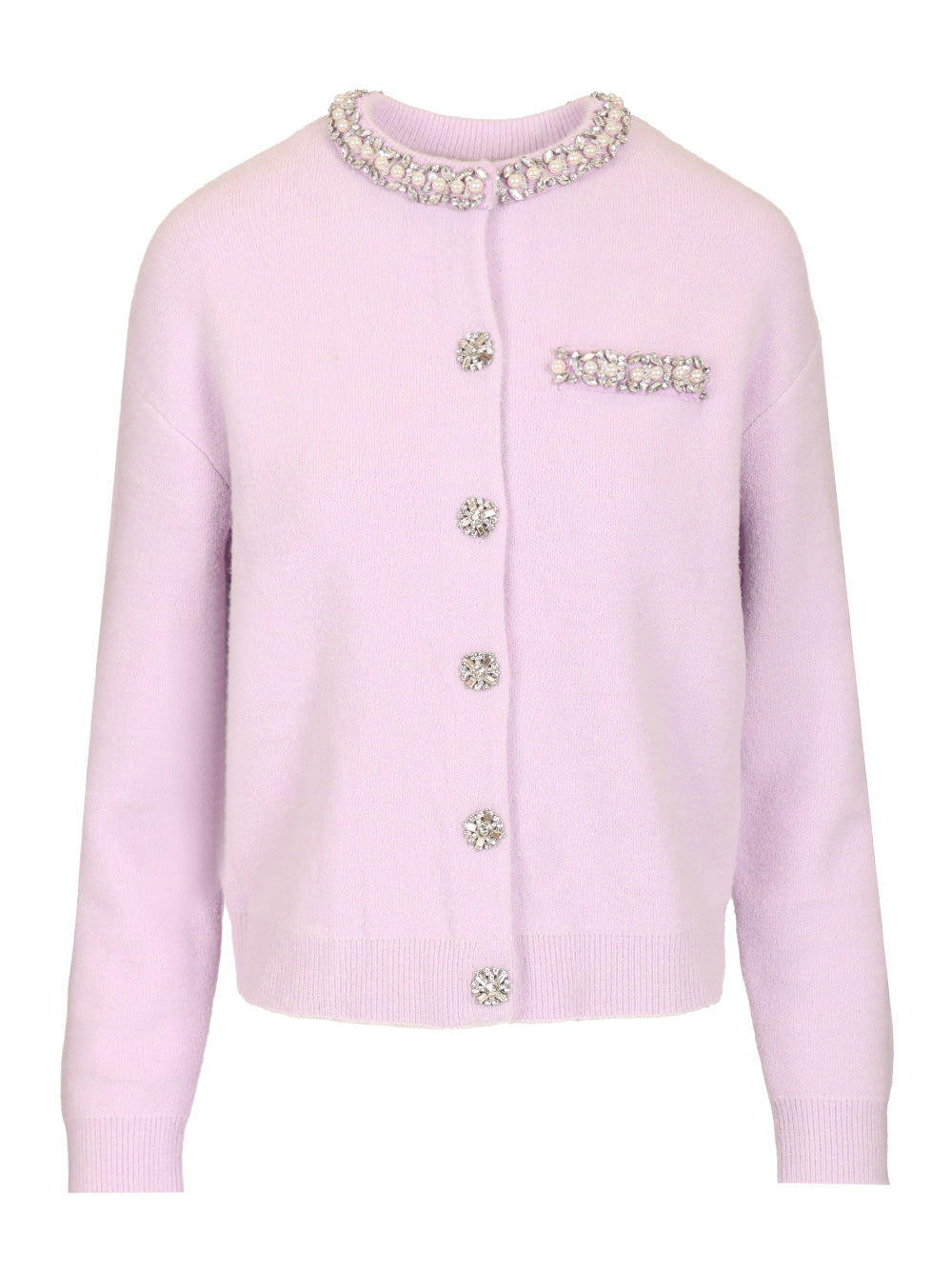Self-Portrait Crystal Trim Cardigan Knitwear - Violet | 9648e3aff2207ce5302b983b180cb69cbce0960a