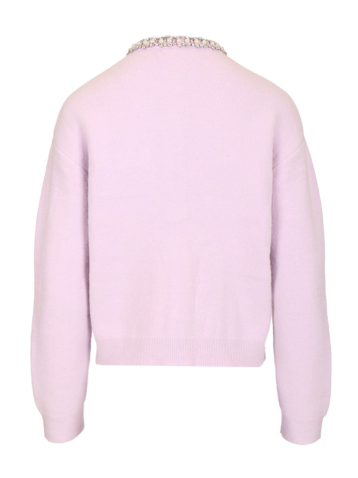 Self-Portrait Crystal Trim Cardigan Knitwear - Violet | 4caa9b82e991d2c68ee6faade44931911189cf07