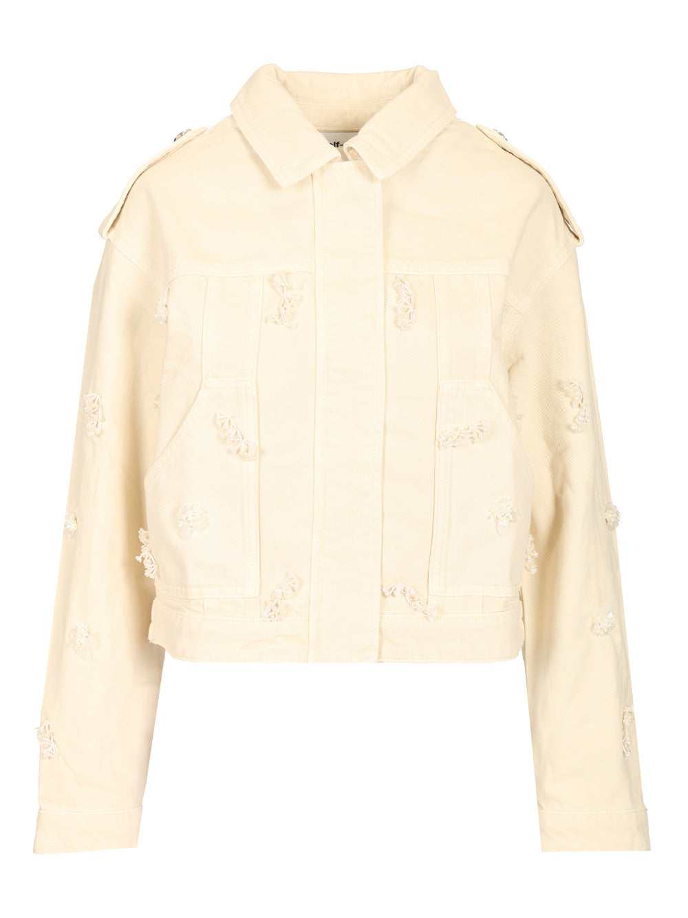 Self-Portrait Floral Beaded Denim Jacket Giacche - Bianco | ee18a9dd197b4de0c36eeb9a2f71c433eda35bb1