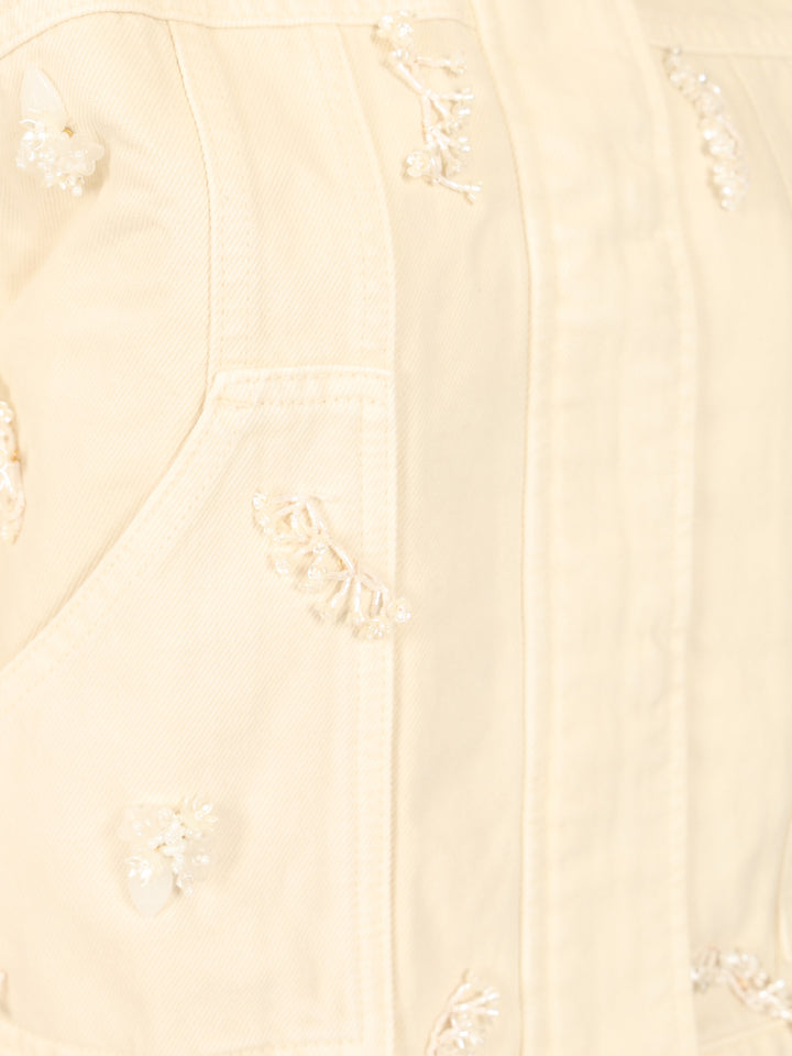 Self-Portrait Floral Beaded Denim Jacket Giacche - Bianco | 9c456abdf6a6f6260e875cdf7e22fe867c7f6b12