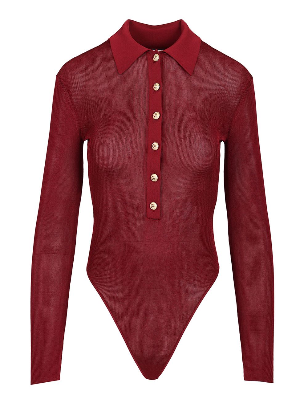 Self-Portrait Viscose Knitted Bodysuit Knitwear - Bordeaux | 79a85b7728966285a5111d3b72867ea68f958fa9