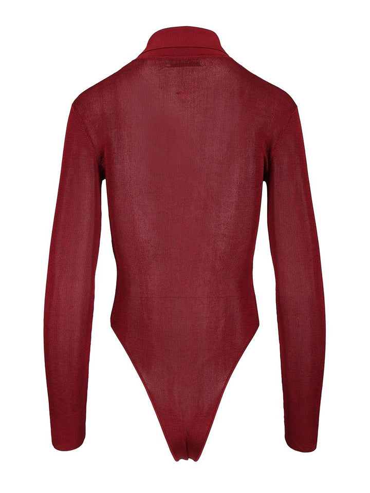 Self-Portrait Viscose Knitted Bodysuit Knitwear - Bordeaux | 3d9cb4fec7e95bce77242a3b9debd8c3be15b178