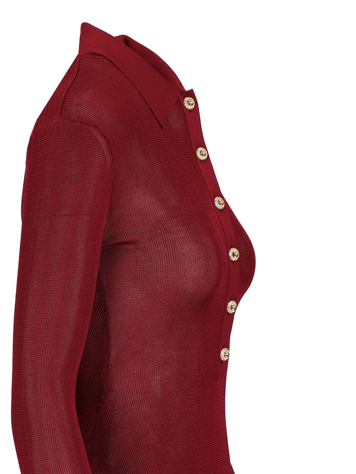 Self-Portrait Viscose Knitted Bodysuit Knitwear - Bordeaux | 259de25dd19b68e88aabfed7dff7b9495096f89a
