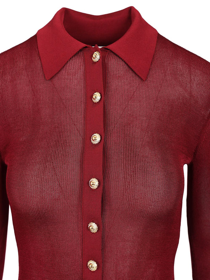 Self-Portrait Viscose Knitted Bodysuit Knitwear - Bordeaux | 8ab91dba3e1ffcf8b92b7d69e89acaf38a4ba6ee