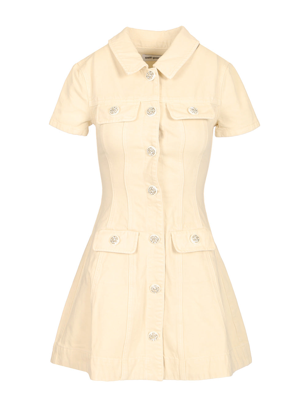 Self-Portrait Denim Mini Dress Abiti - Beige | df7131c1c873ef3ee9a3c97033a1f5fa11525d9f