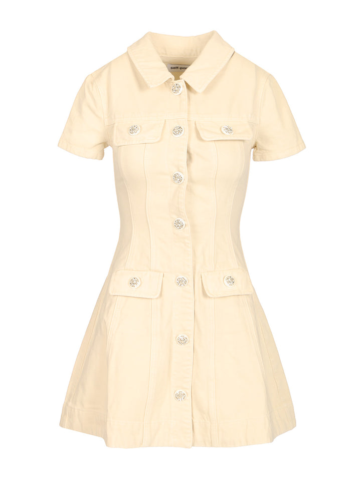 Self-Portrait Denim Mini Dress Abiti - Beige | df7131c1c873ef3ee9a3c97033a1f5fa11525d9f