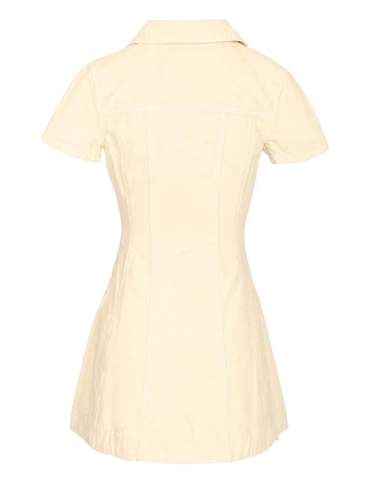 Self-Portrait Denim Mini Dress Abiti - Beige | 657f7d9681b7c99dfb7caadb0efb564334e89199