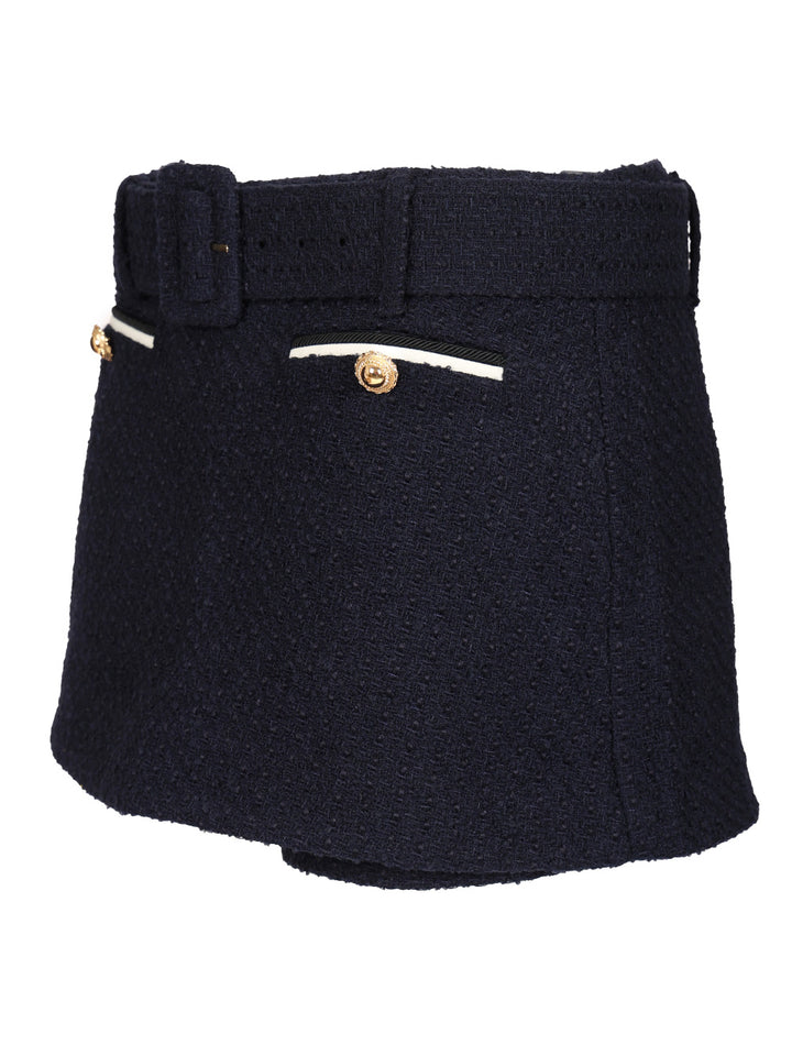 Self-Portrait Bouclé Culottes Gonne - Blu | d339669c684e900c71b0bbdf1eb4bec49f41bbd5