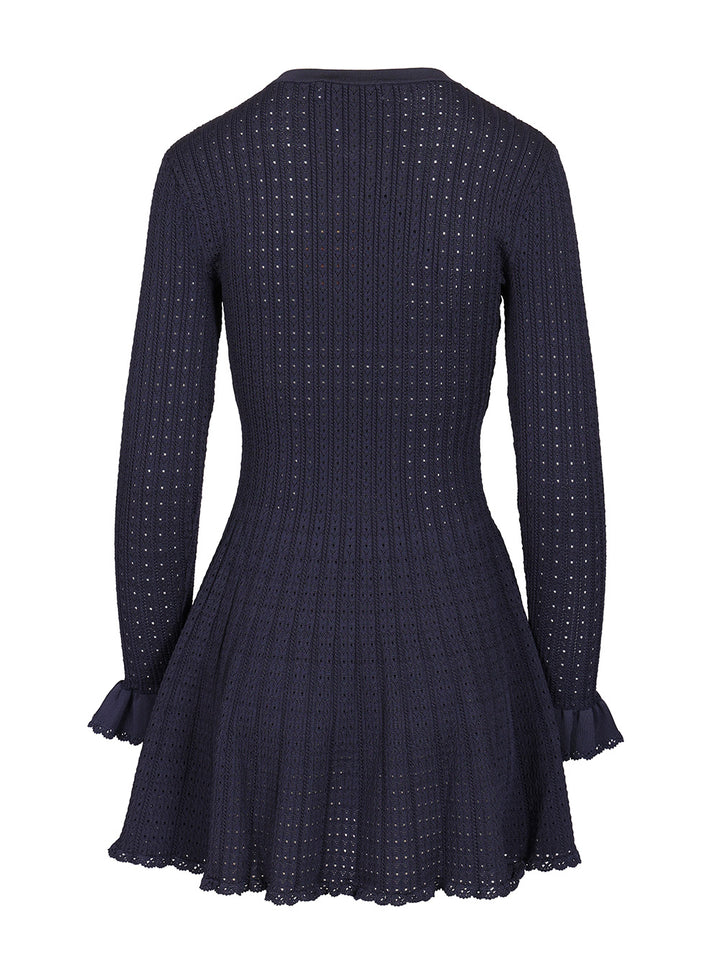 Self-Portrait Openwork Knit Mini Dress Abiti - Blu | 94079ba5969b75fc22164fda2da53a9abf9956ac