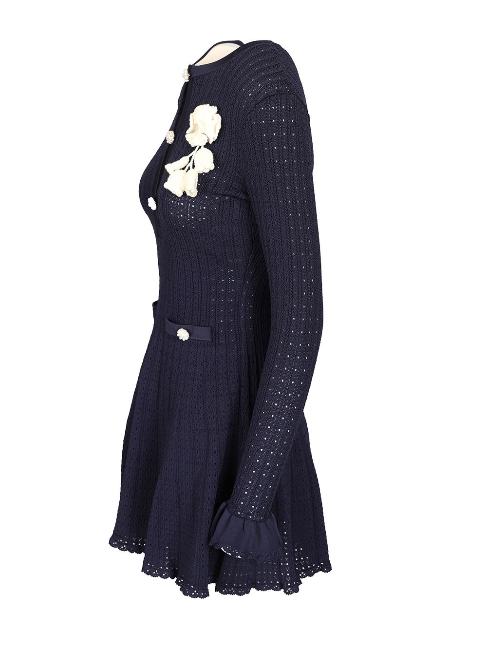 Self-Portrait Openwork Knit Mini Dress Abiti - Blu | 2da203ba437c84c309b78bb0639ccf68cfb9a02d