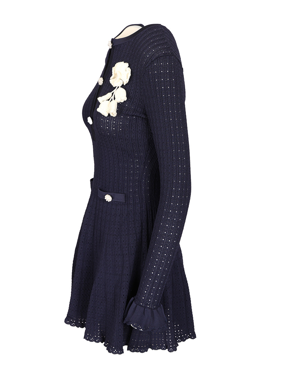 Self-Portrait Openwork Knit Mini Dress Abiti - Blu | 40492720811b18008ed6dfa339692a8909adbf09