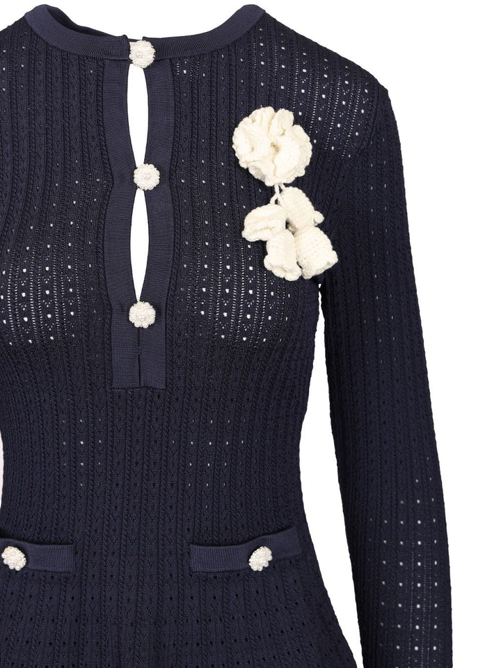 Self-Portrait Openwork Knit Mini Dress Abiti - Blu | 0fa9a425ad1af67e7ed703c3af32d416b699fc35