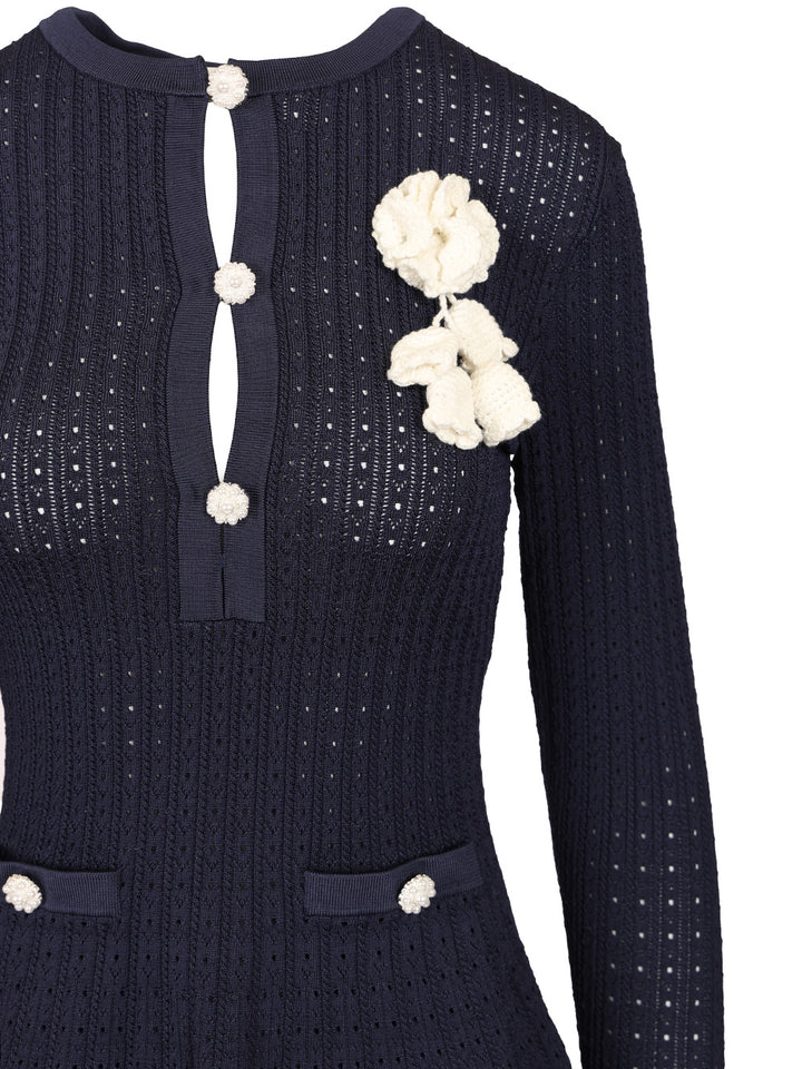 Self-Portrait Openwork Knit Mini Dress Abiti - Blu | 4f2462778e738fd6e34911f0d4f143cf17d25562