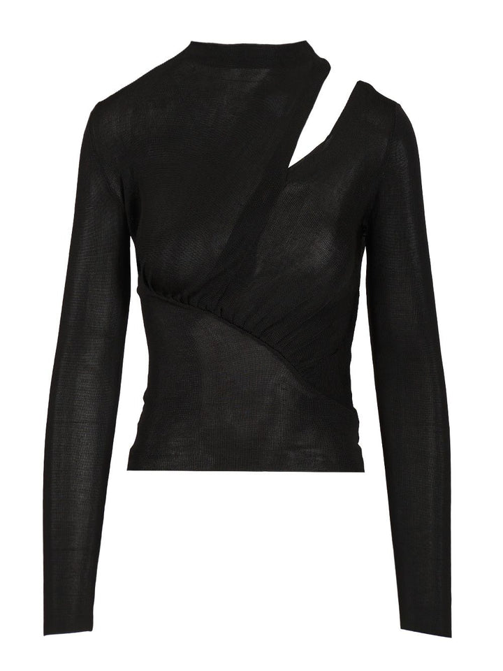 Self-Portrait Viscose Knit Top Top - Nero | fe295d69d84430290f6633d390da7fcfb197e50d
