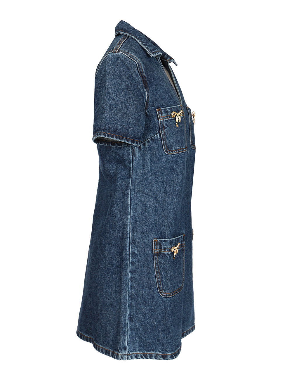Self-Portrait Crystal Bow Denim Mini Dress Abiti - Blu | 7295f59ef4fd76145556381f4fcf376af44a5b7f