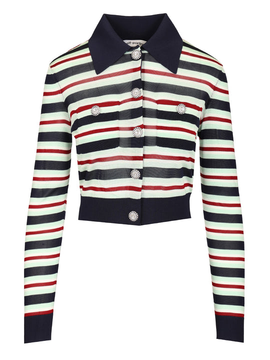 Striped Viscose Jumper Top Blu