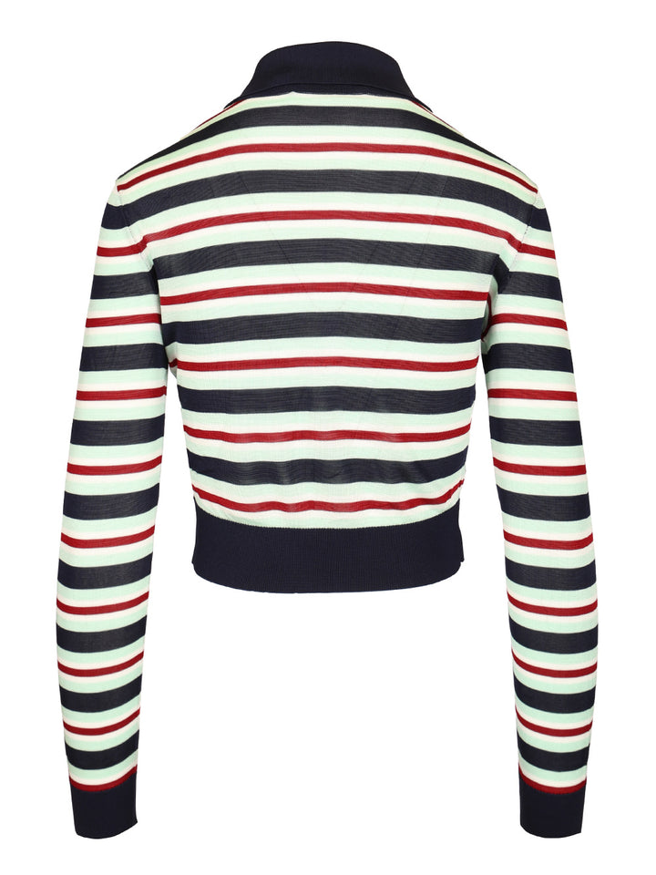 Self-Portrait Striped Viscose Jumper Top - Blu | 2d112b61fe9d990ec87359672ae4a9dd8e9e287f