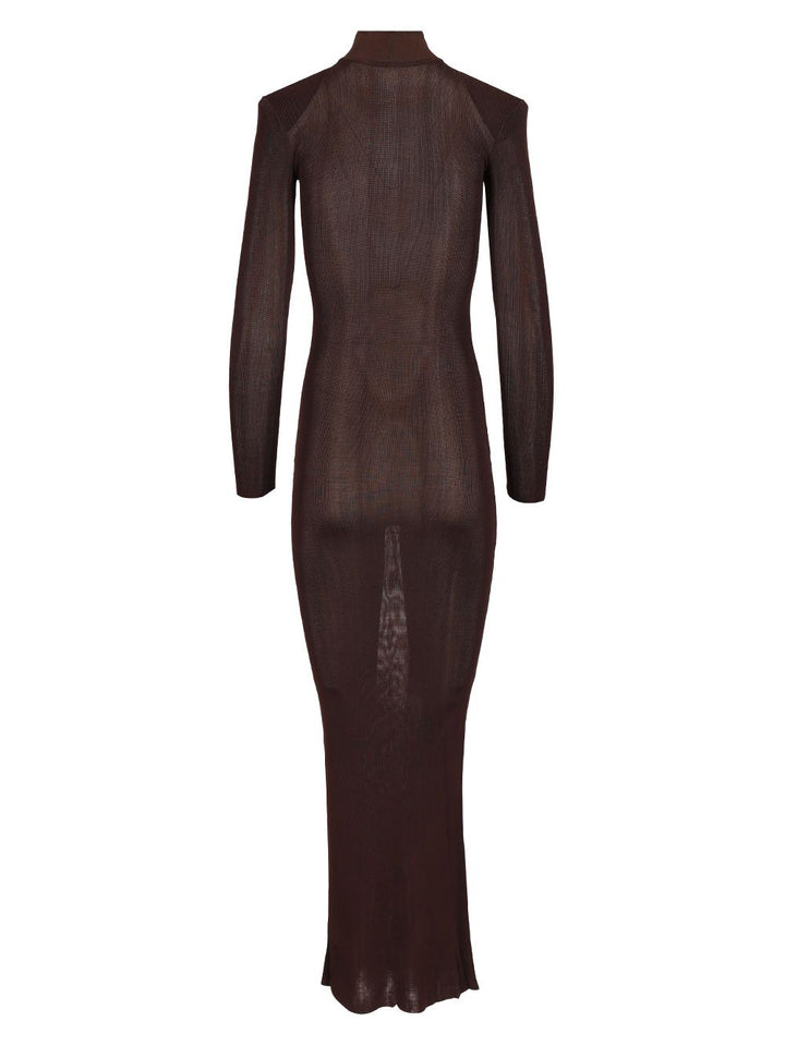 Self-Portrait Long Viscose Knit Dress Abiti - Marrone | dfdbf568709718a0ffc0ba103ea90c3376b3dbd6
