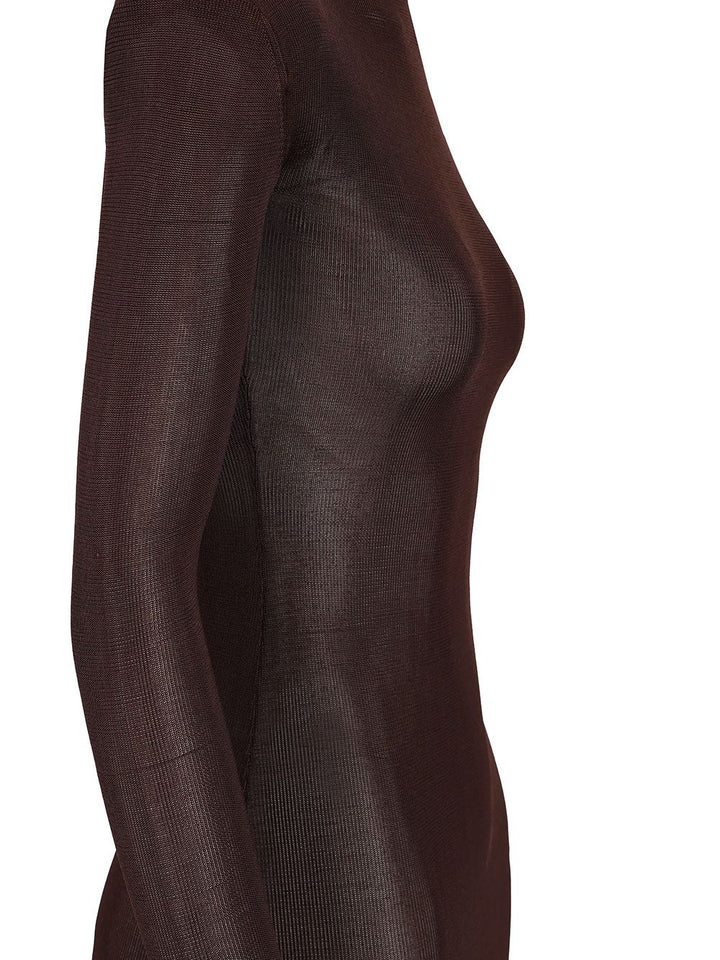 Self-Portrait Long Viscose Knit Dress Abiti - Marrone | 1c15c858d9cb7f0c642ce46e70243bbfc1b7d1ef