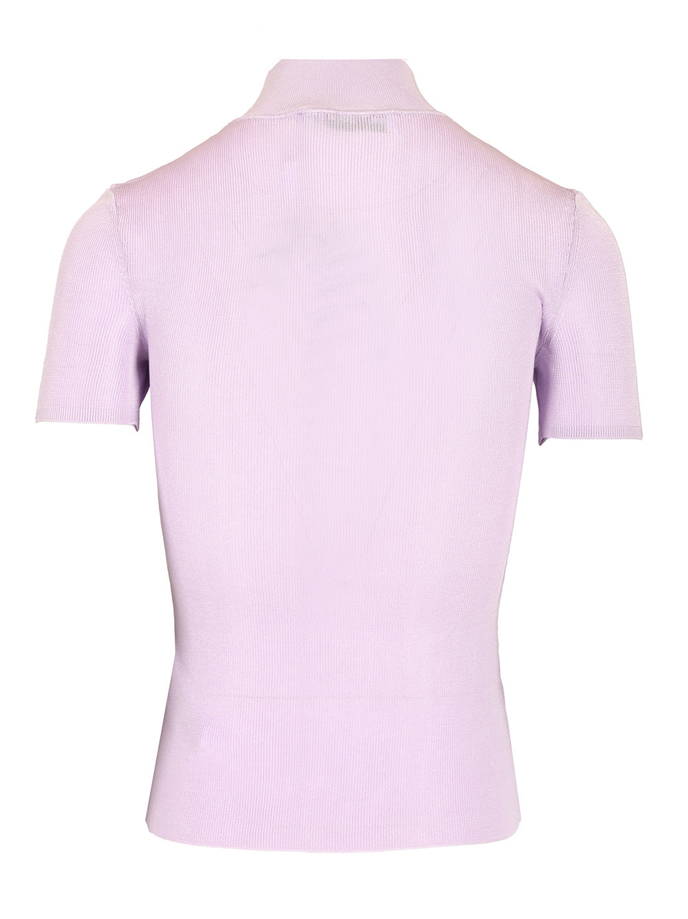 Self-Portrait Short Sleeve Viscose Knit Knitwear - Violet | 657a337064eedd116773b4bcc5ff896197eae9d1