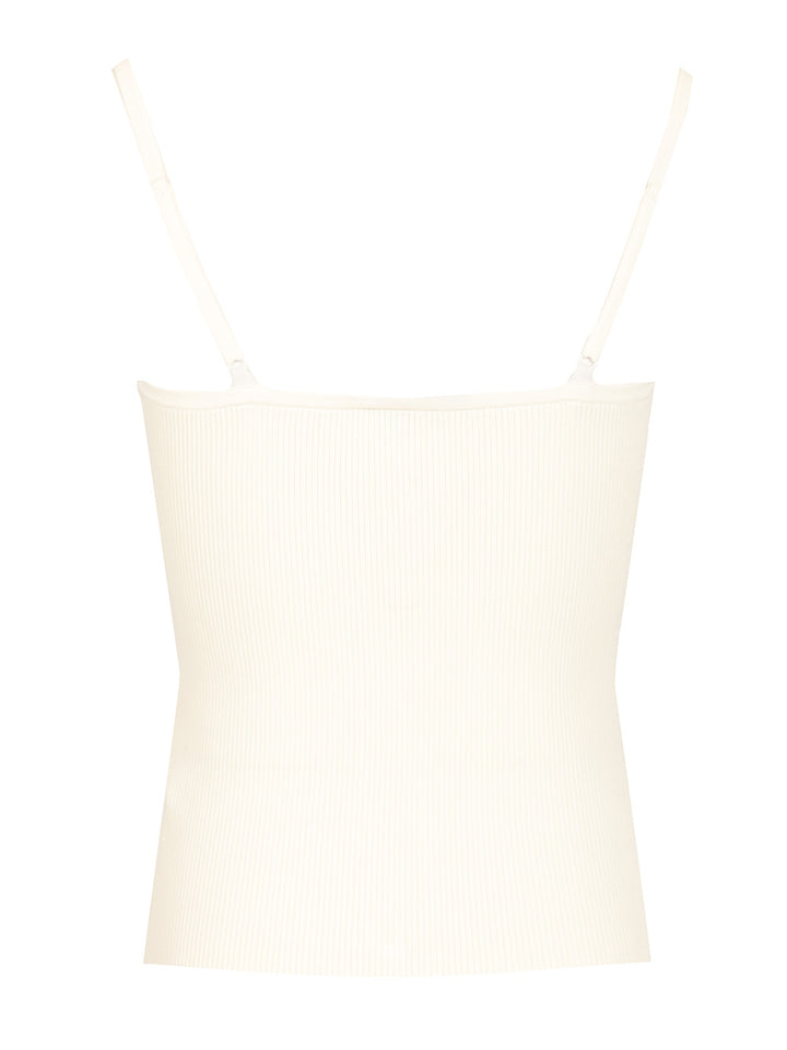 Self-Portrait Lace Rib Knit Top Top - Bianco | 64ed5e5978e6b161fe2349611f5e7da1cc1eeca6