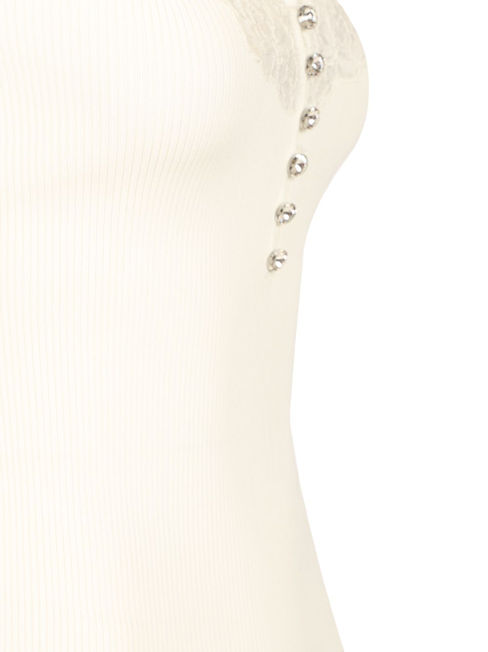 Self-Portrait Lace Rib Knit Top Top - Bianco | 7e8352c7a732606622e48897a917400e8a1b3749