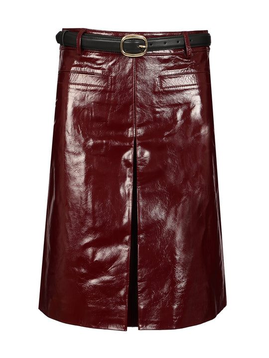 Mini Skirt In Patent Leather Gonne Bordeaux