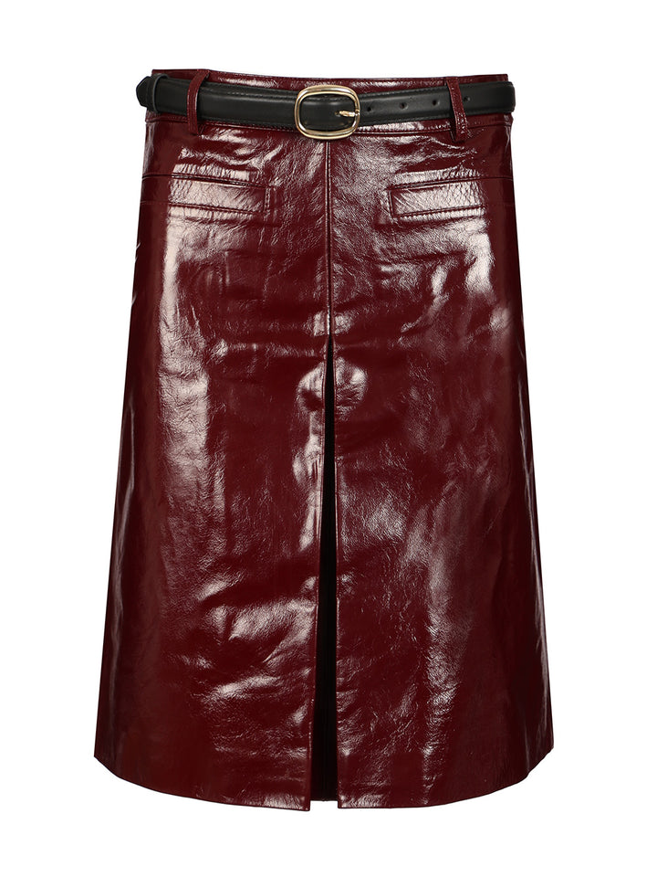 Self-Portrait Mini Skirt In Patent Leather Gonne - Bordeaux | 48b172151e0fa4c02907104ec858d5ebfe00cb20