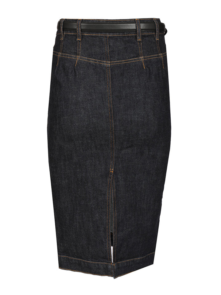 Self-Portrait Denim Midi Skirt Gonne - Blu | 63d675b7ad62e317ac67c58ff1474f378b2b1ca0