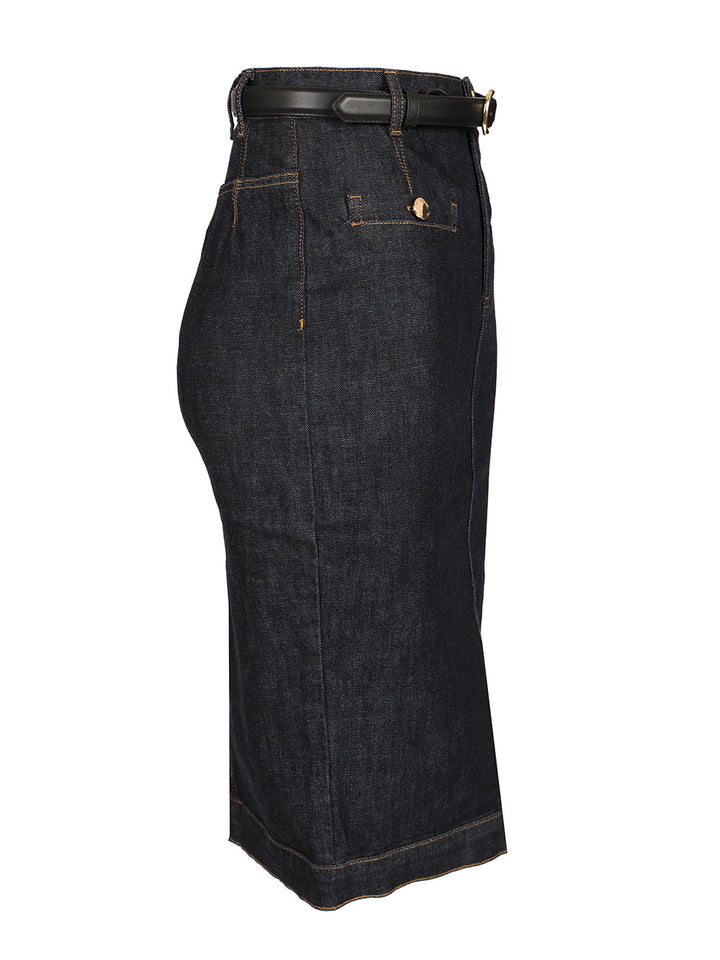 Self-Portrait Denim Midi Skirt Gonne - Blu | 4cecca9c46f9de5cc01ede6433af63e0c1cb05c4