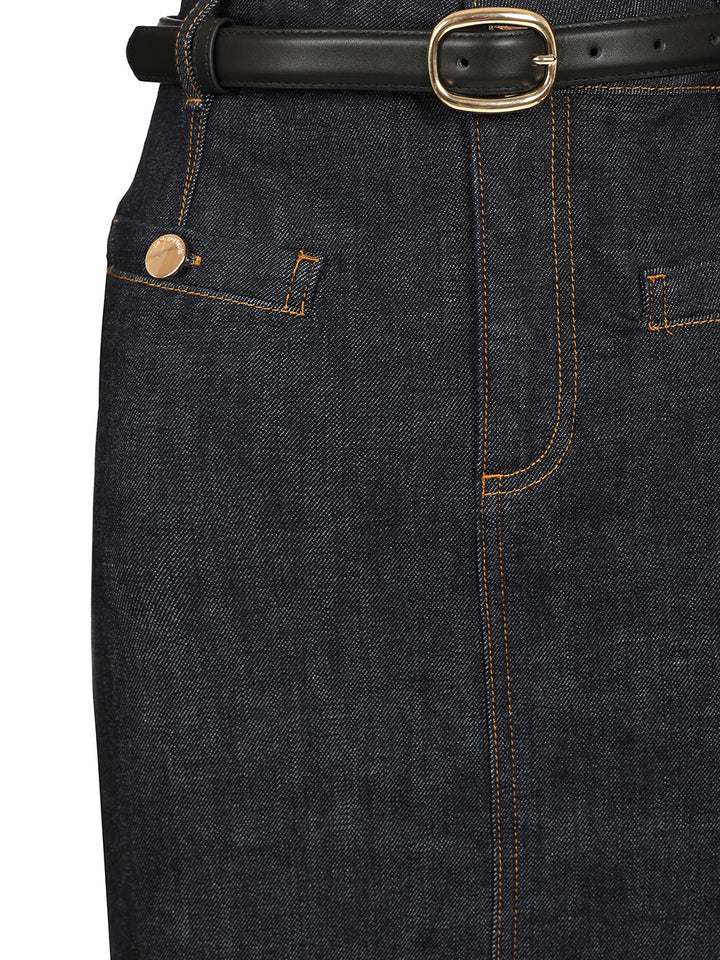 Self-Portrait Denim Midi Skirt Gonne - Blu | c135c55c92bafbc45e5219d2377984f1eaa3e938