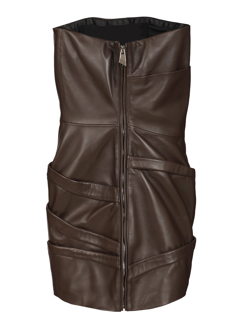 The Attico Leather Mini Dress Abiti - Marrone | cbc846395aec990a10e820d331fb1d5a8ebc6f67