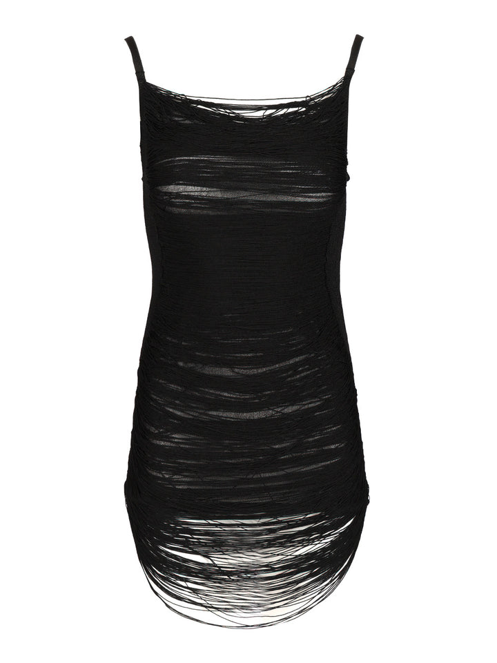 The Attico Fringe Mini Dress Abiti - Nero | f76dd5860f8d71578ab8118da2f48ef3f411def3