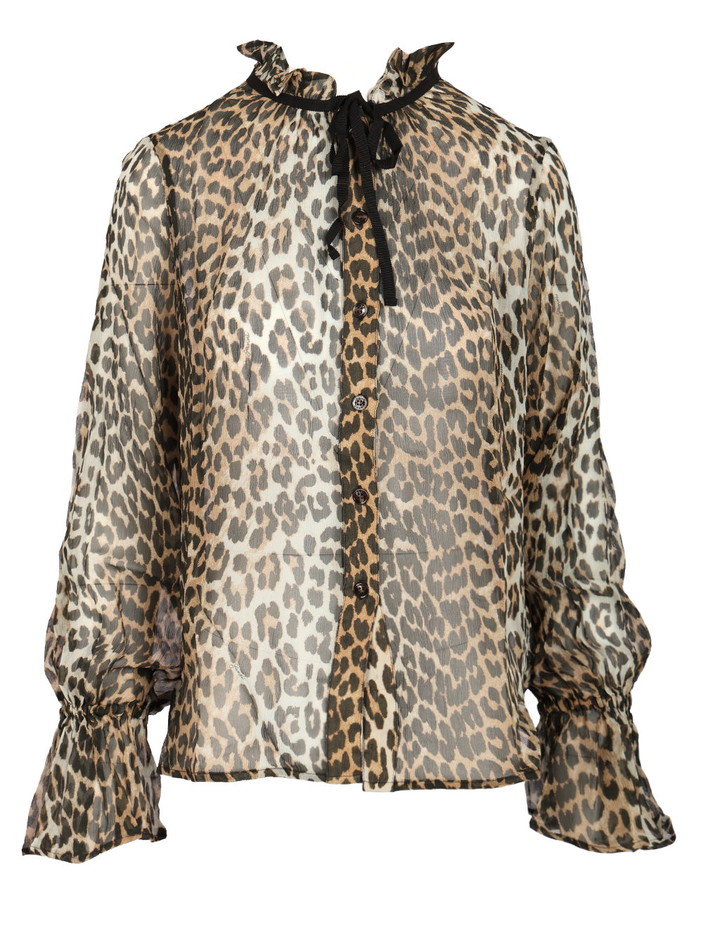 Ganni Leopard Chiffon Shirt Shirts - Animalier | 0e29a217bb63ffbf6bd3f56fe23a2578e2c8df3f
