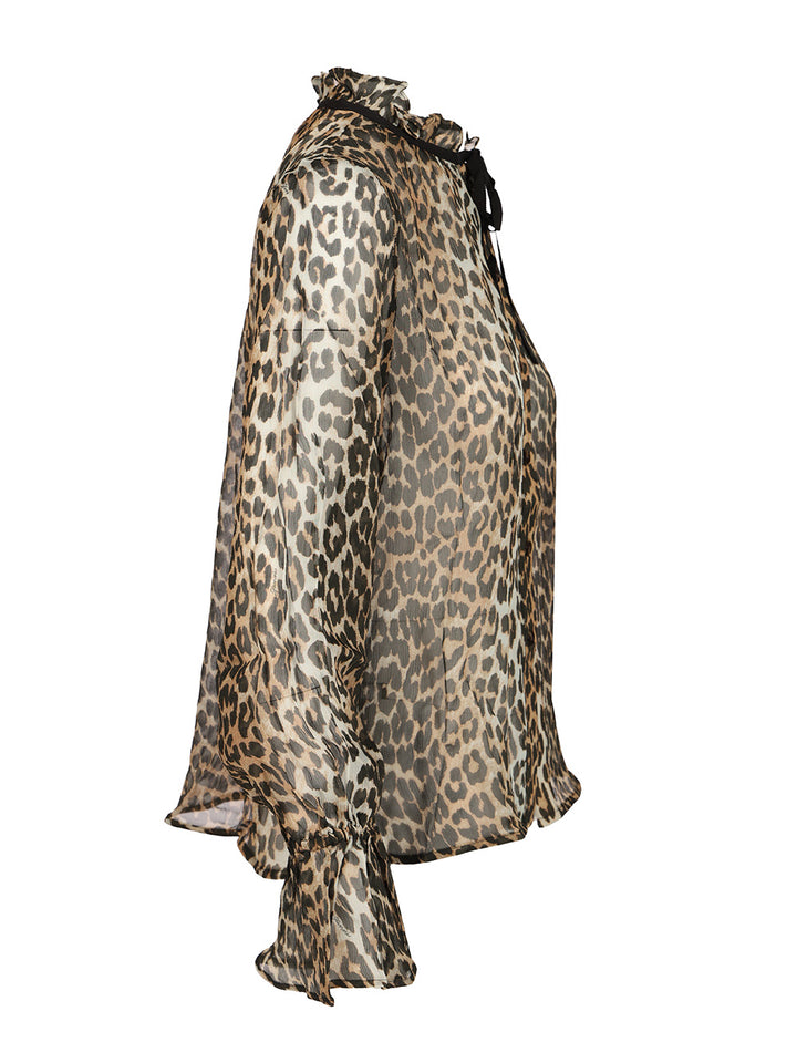 Ganni Leopard Chiffon Shirt Shirts - Animalier | bd152713ac7774ffd38ebfb5d821e2f63517ed95