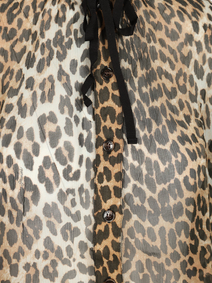 Ganni Leopard Chiffon Shirt Shirts - Animalier | 96ac6cc68335d1549cc99f61f92a34a0e2ced497