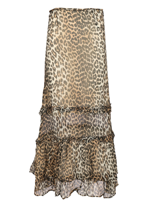 Long Chiffon Skirt Gonne Animalier