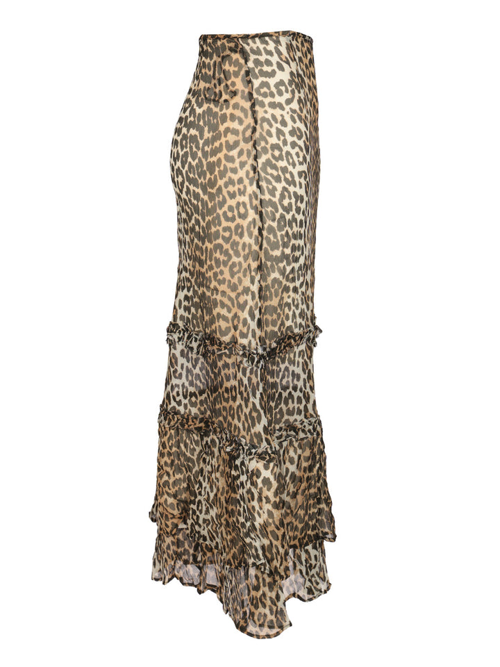 Ganni Long Chiffon Skirt Gonne - Animalier | ee57db74f0d6b8260b53faab83293e265bea6e55