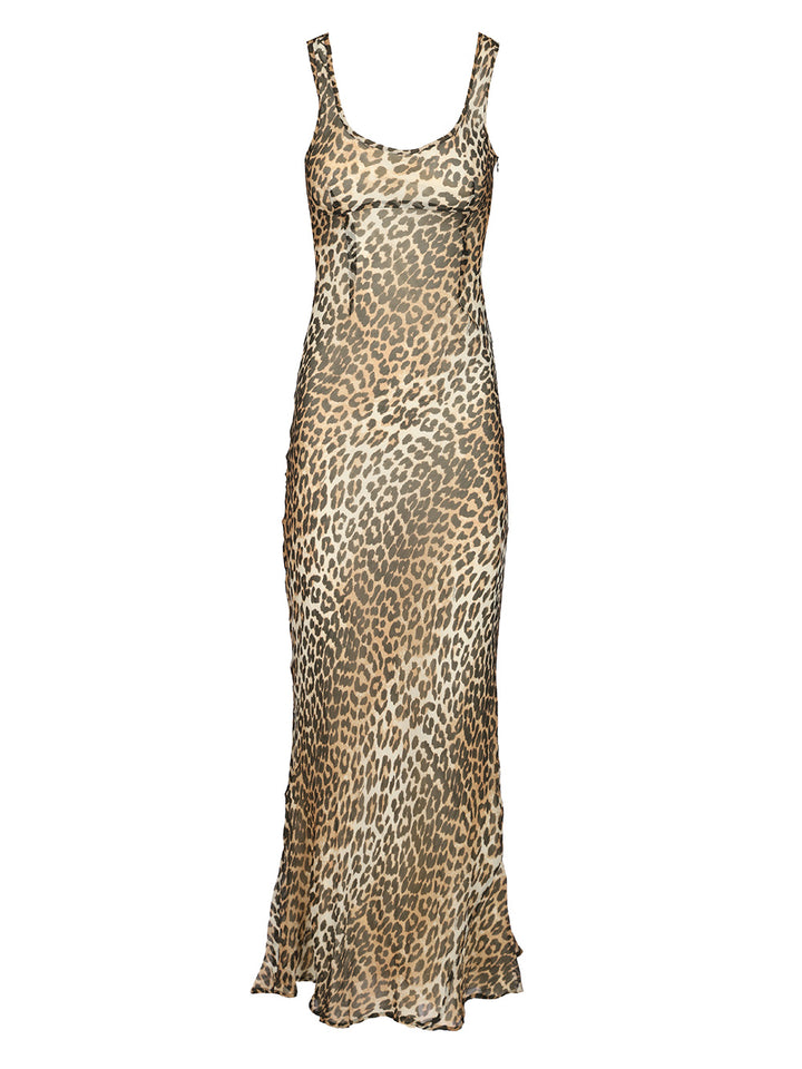 Ganni Long Leopard Dress Abiti - Animalier | 2b83049594da03e251d5a0c3ac98d434717b008f