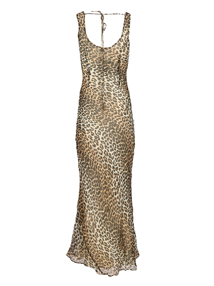 Ganni Long Leopard Dress Abiti - Animalier | 8107d2f15f1958d04bd8f994738f75c8f77609d0