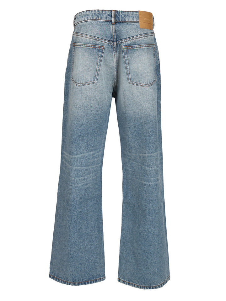 Ami Wide Leg Denim Jeans - Blu | 667866729e0cedad9ea5a40382dd3a5e98ea8571
