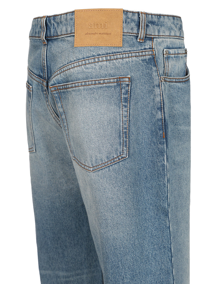 Ami Wide Leg Denim Jeans - Blu | 06faa8779d2e73535682f60415df6a09f40ac435