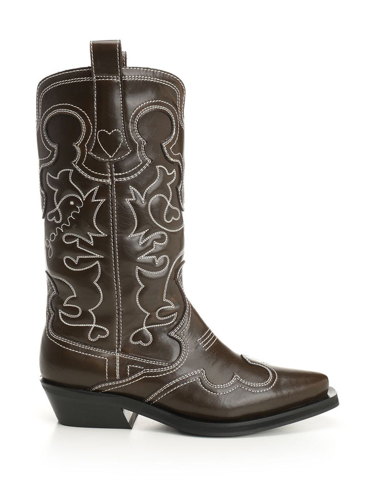 Ganni Embroidered Western Boots - Nero | d2e1f7c2cb842e270c5e3ab44f3f6fcae4681d4b