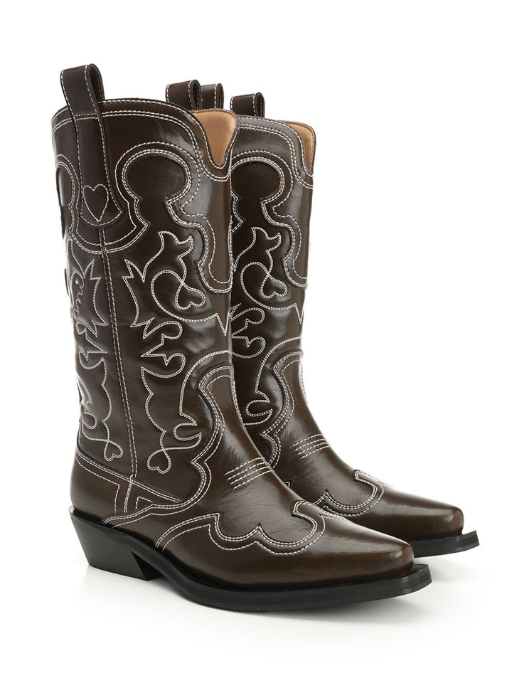 Ganni Embroidered Western Boots - Nero | a5b0bb2a9536093f1dda8245cbd4b3a2c0cecaa2