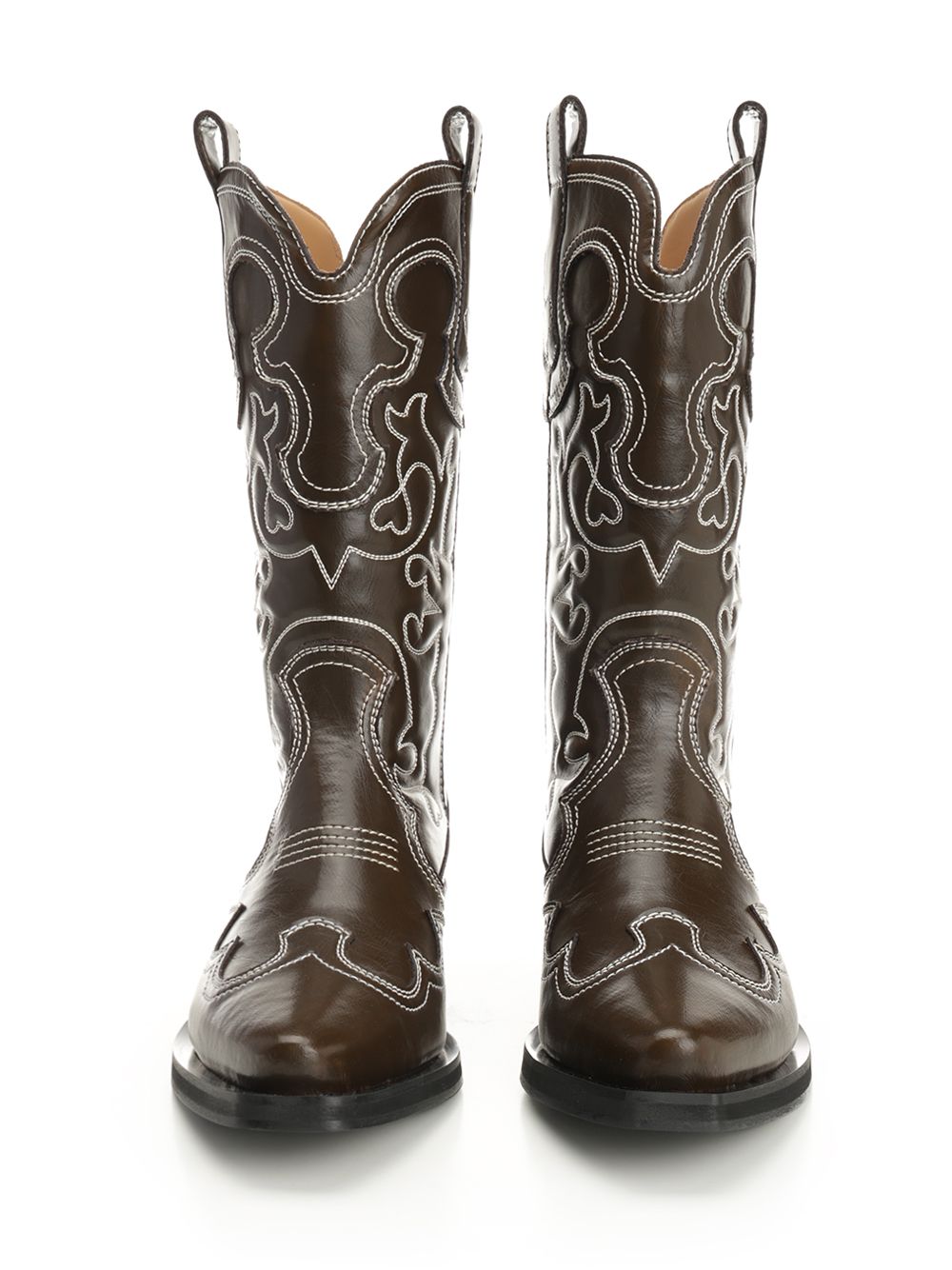 Ganni Embroidered Western Boots - Nero | b862a1a17d64657cb1d492f3913c92eb9e33fbc7