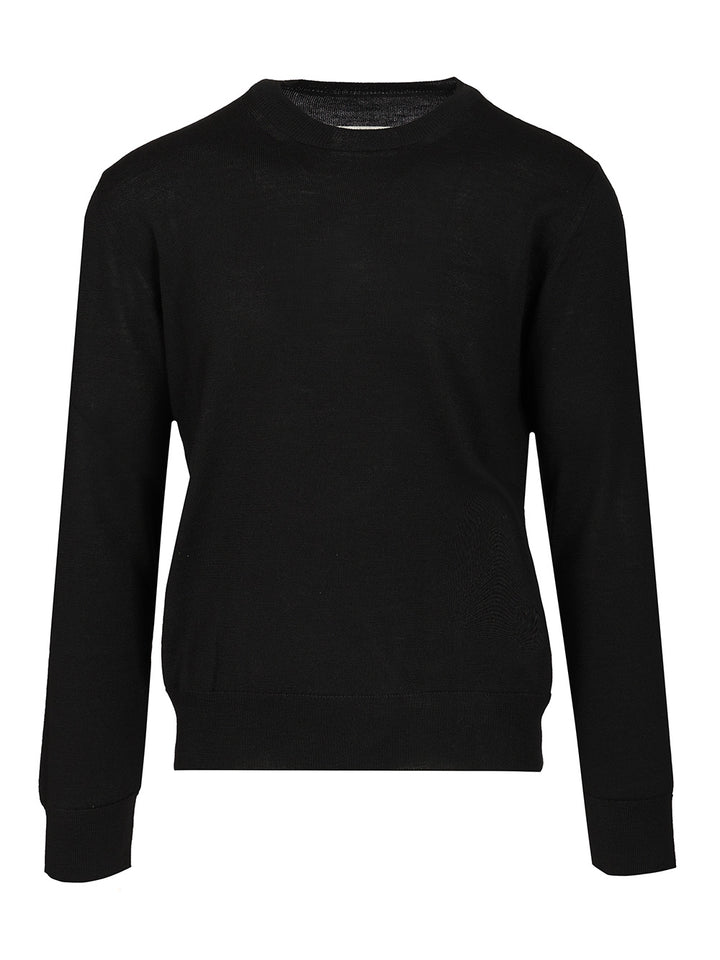 Mm6 Maison Margiela Crewneck Sweater With Patches Knitwear - Nero | 2a62bc97e3164ec262a4ab6afa4c7b50fe52baad