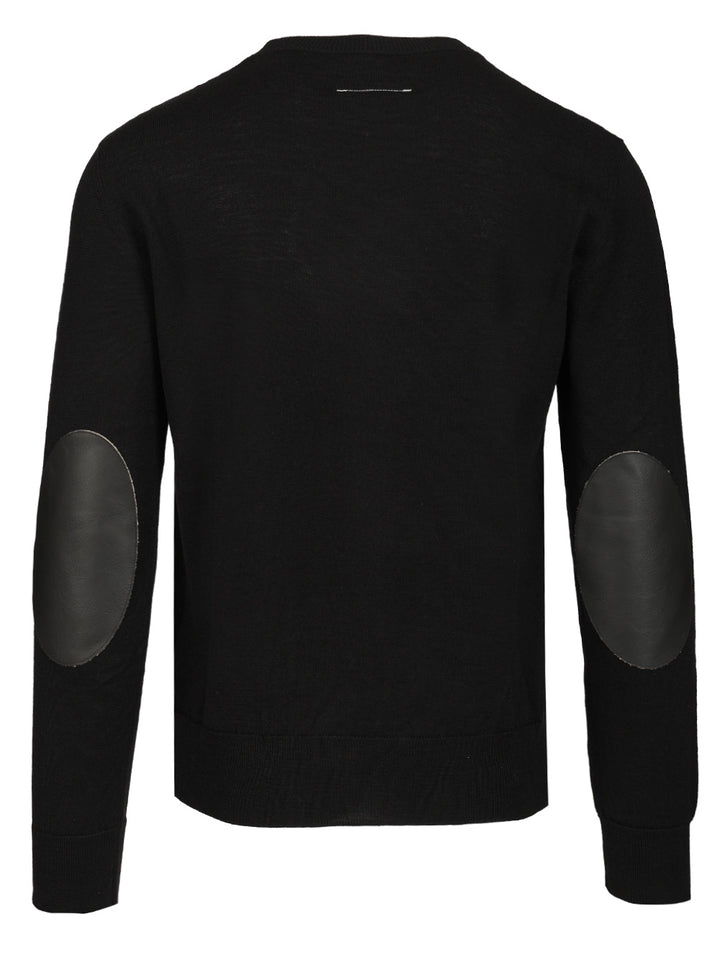 Mm6 Maison Margiela Crewneck Sweater With Patches Knitwear - Nero | 6c71af2b625dc7adce3c919bf1a3556cd4e6183e