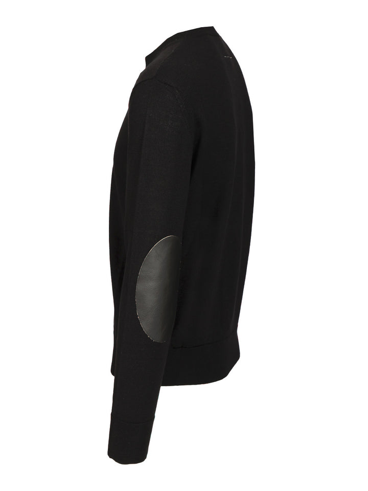 Mm6 Maison Margiela Crewneck Sweater With Patches Knitwear - Nero | 56f8dcfaab6521c29690fe7c9d4a3d0cc1af093a