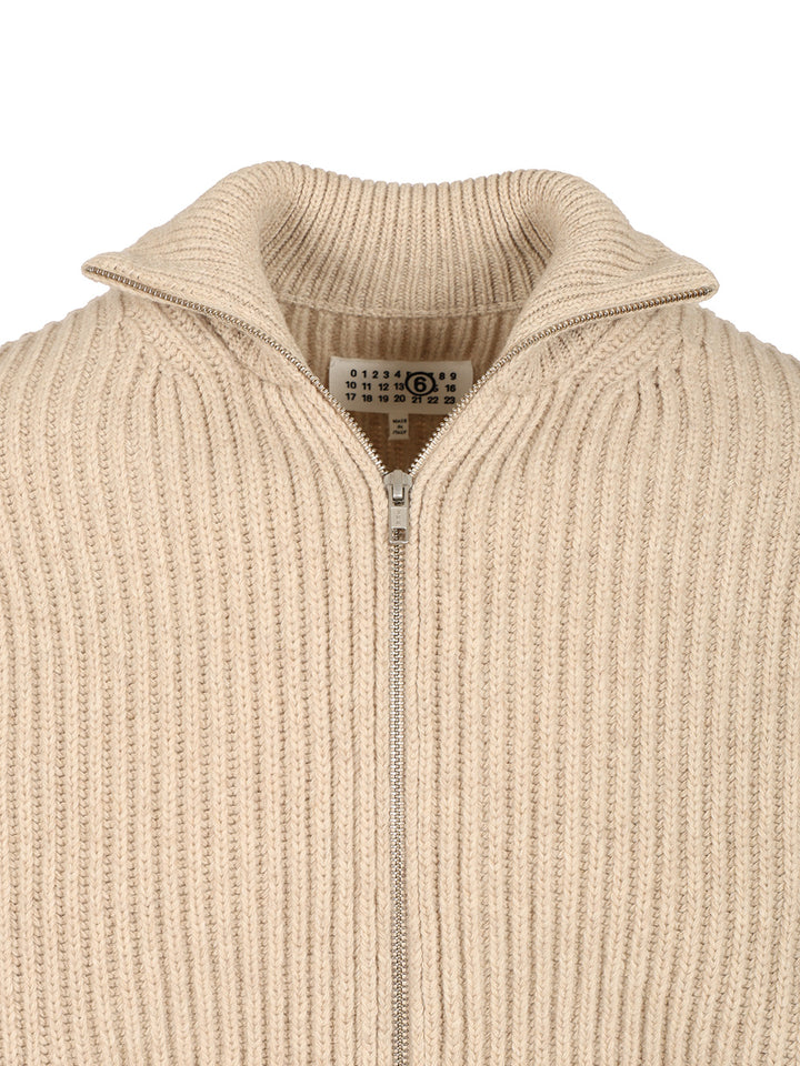 Mm6 Maison Margiela Wool Blend Knitted Jacket Giacche - Beige | aaadf7fe99f24ea6c8531b28210f2923457e969c