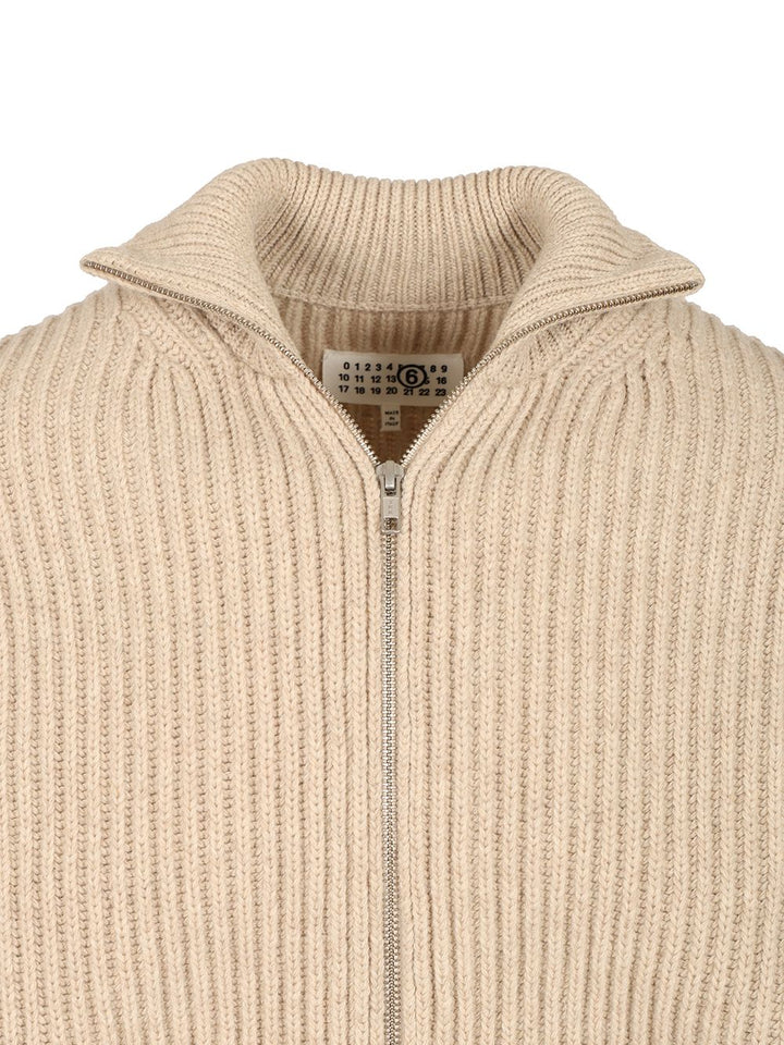 Mm6 Maison Margiela Wool Blend Knitted Jacket Giacche - Beige | c50385990b3112dfdf28bc55d64404c470440947